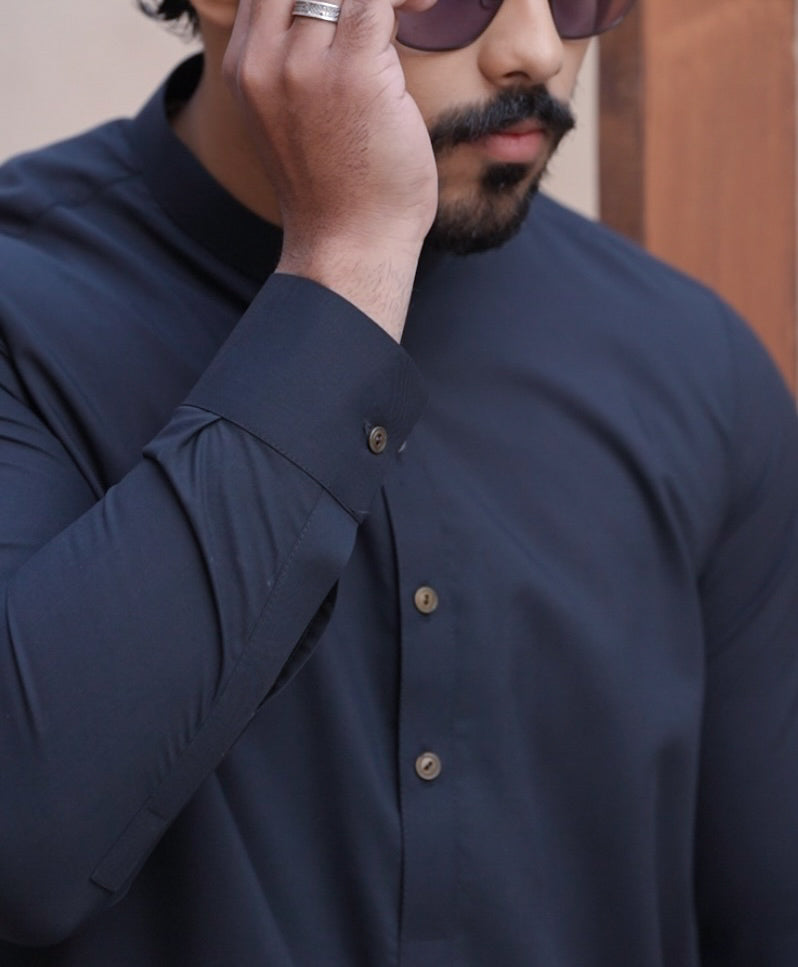 Neel – Navy Blue Shalwar Kameez (Ban Style)