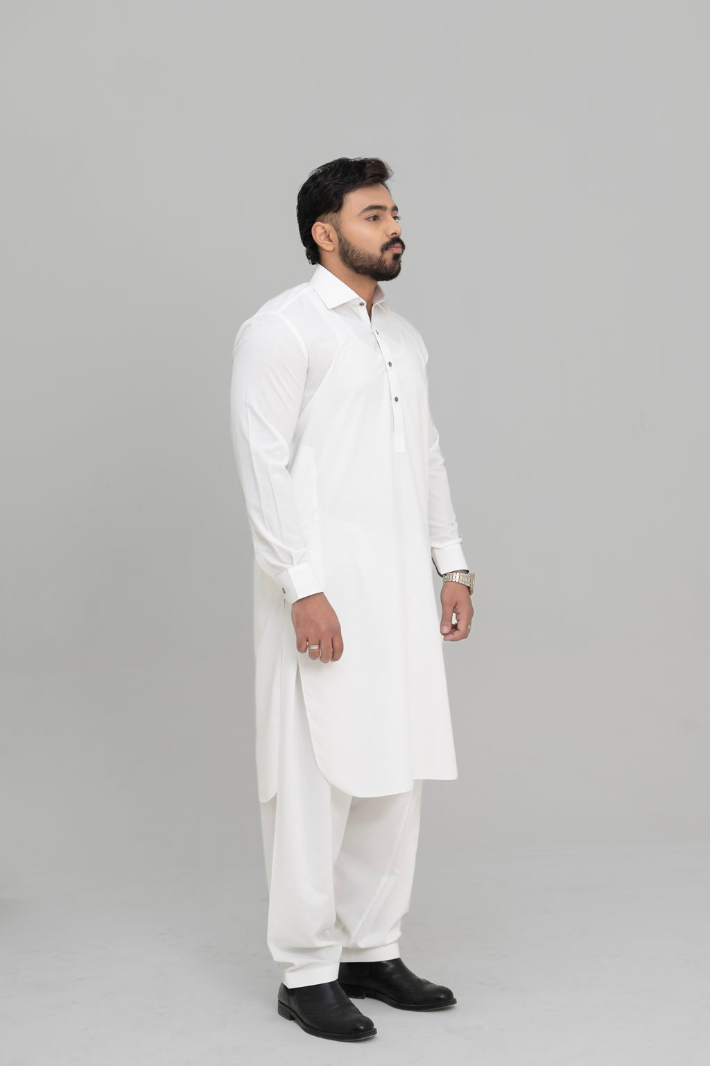 Safed -  Pure White Shalwar Kameez (Collar Style)
