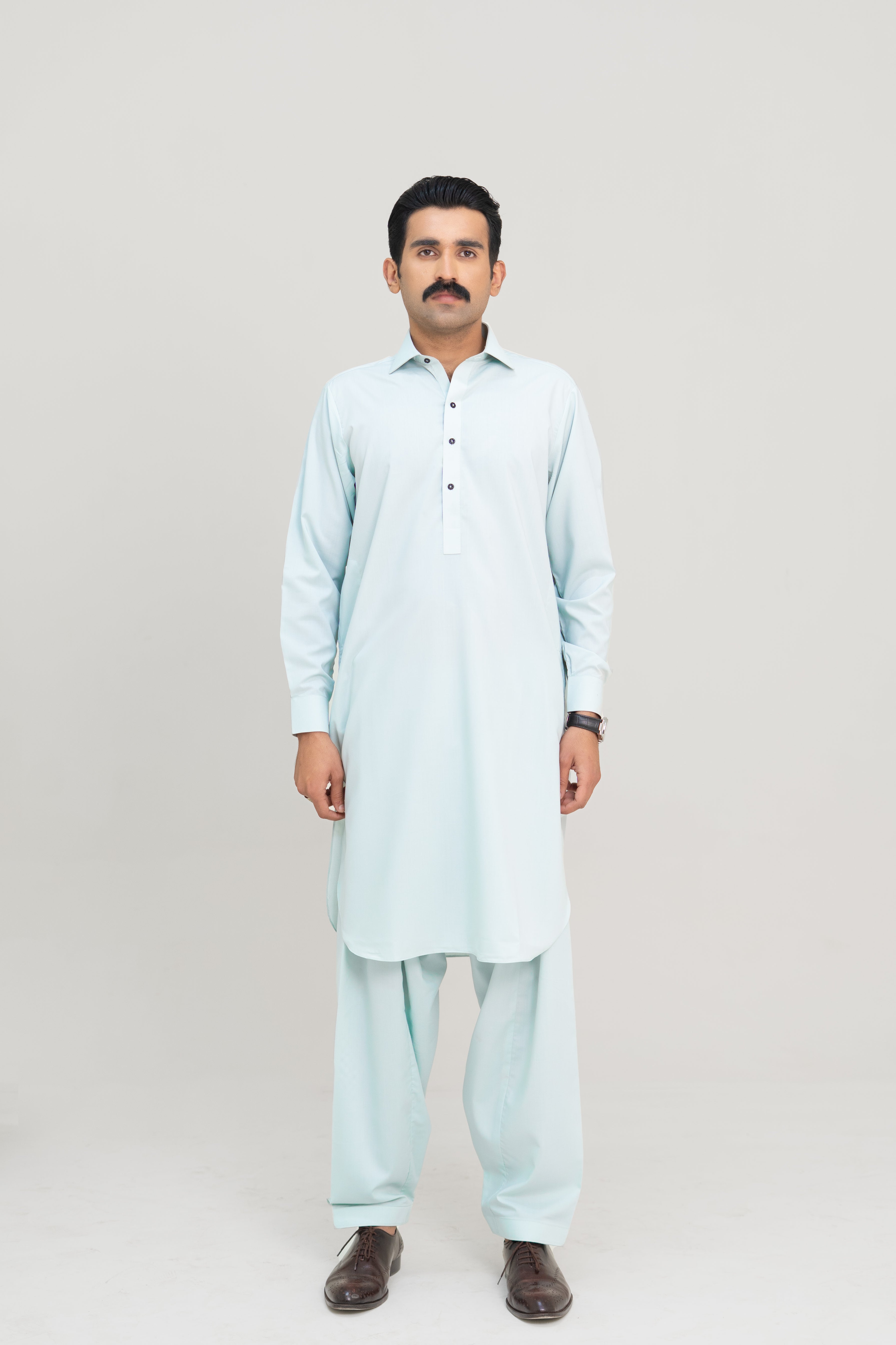 Sehar – Pastel teal Shalwar Kameez (Collar Style)