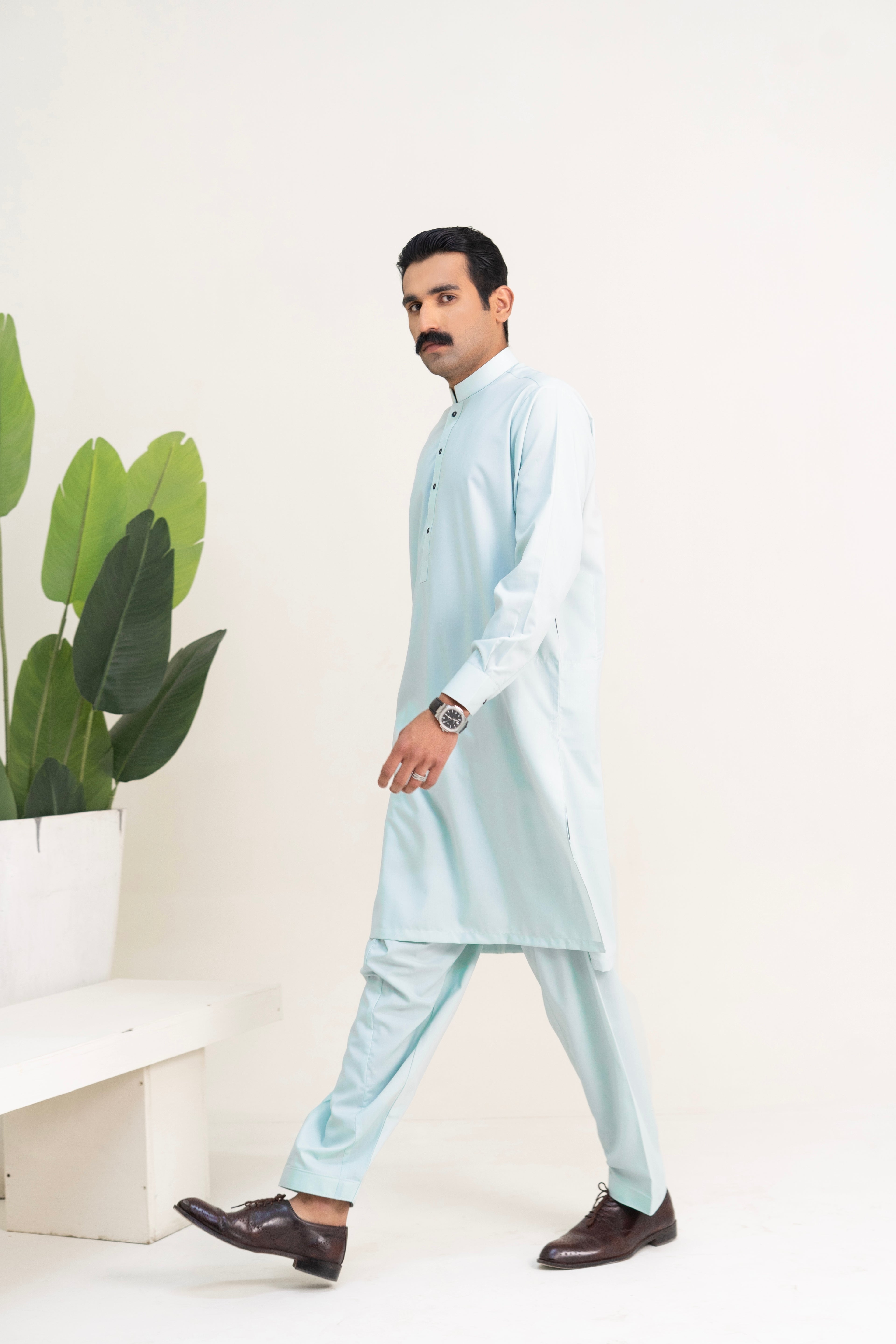 Sehar - Pastel Teal Shalwar Kameez (Ban Style)